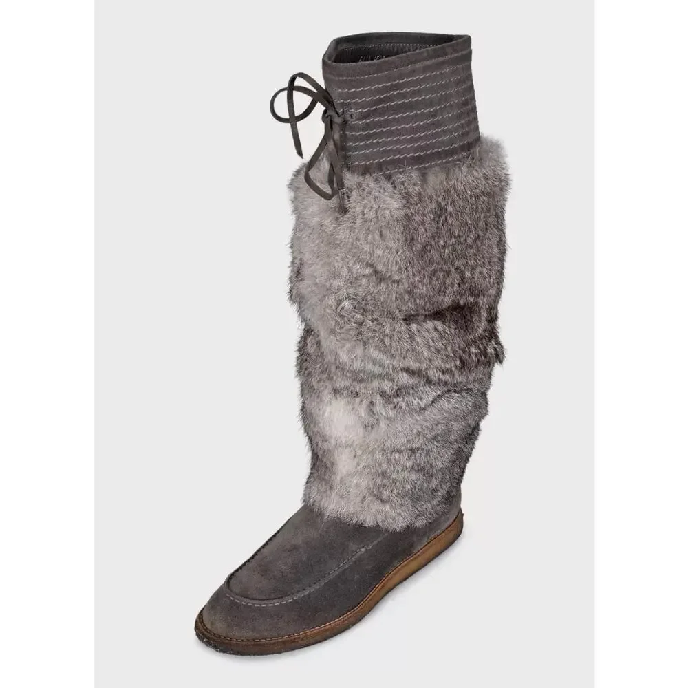 Christian Dior Gray Suede & Fur Boots - EU 37.5